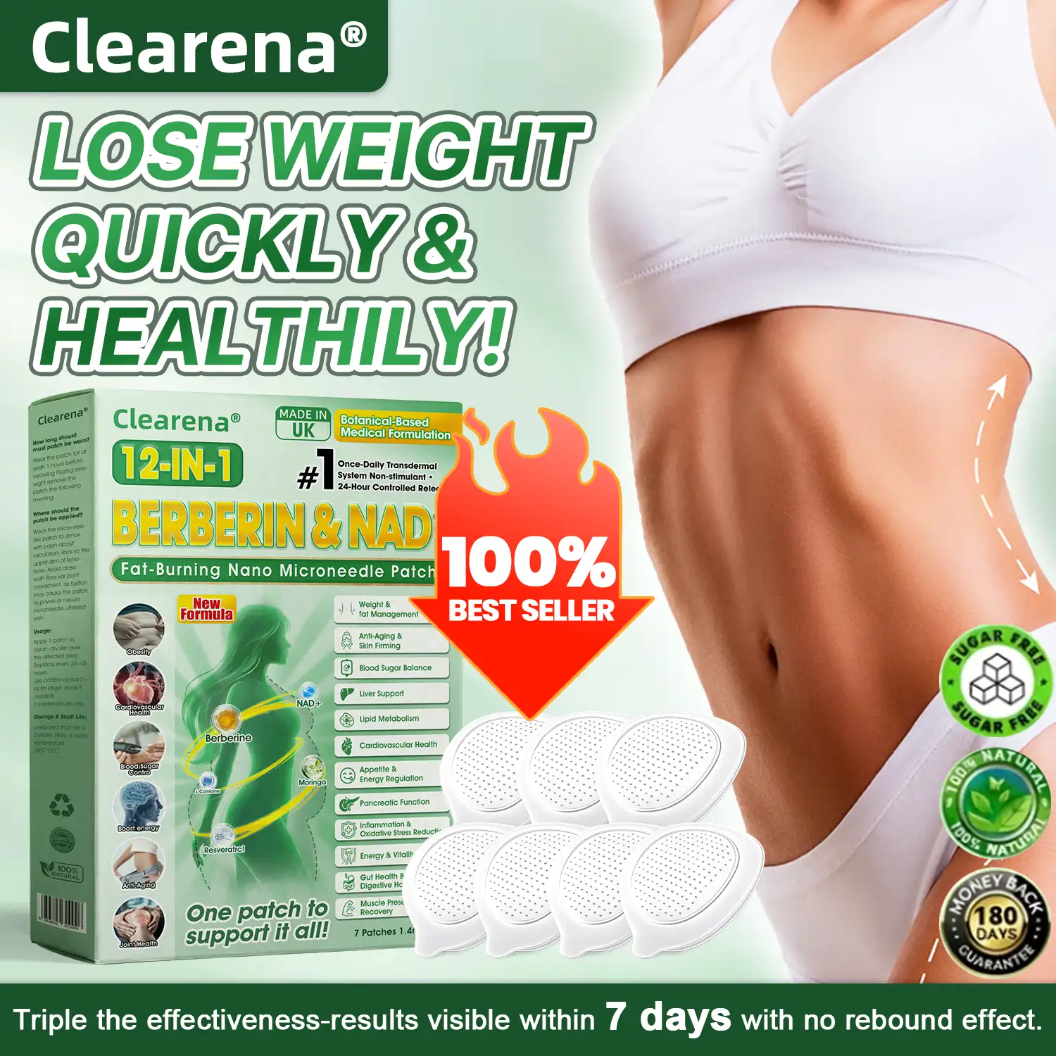 Official Store | โ๏ธโ๏ธ๐๐ฅ๐๐๐ซ๐๐ง๐ยฎ Moringa Berberine + NAD+ 12-in-1 Nano Microneedle Patch(Just once a day, visible changes in 7 days)